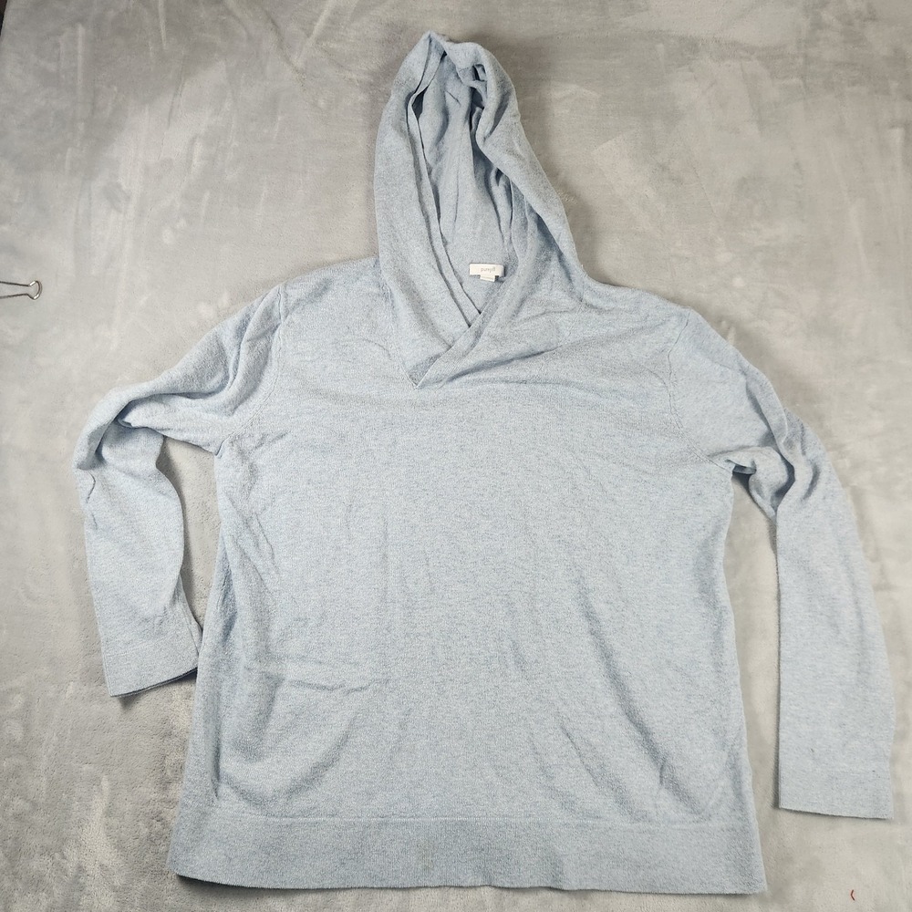 J.Jill Pure Jill Cotton Cashmere Blue Hoodie Size M Quiet Luxury Minimalist Cozy